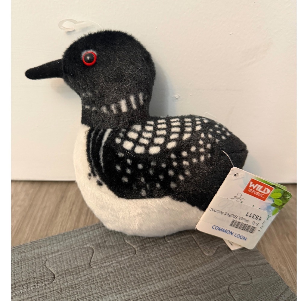 Wild Republic Common Loon Plush Audubon Bird with Authentic Sound New